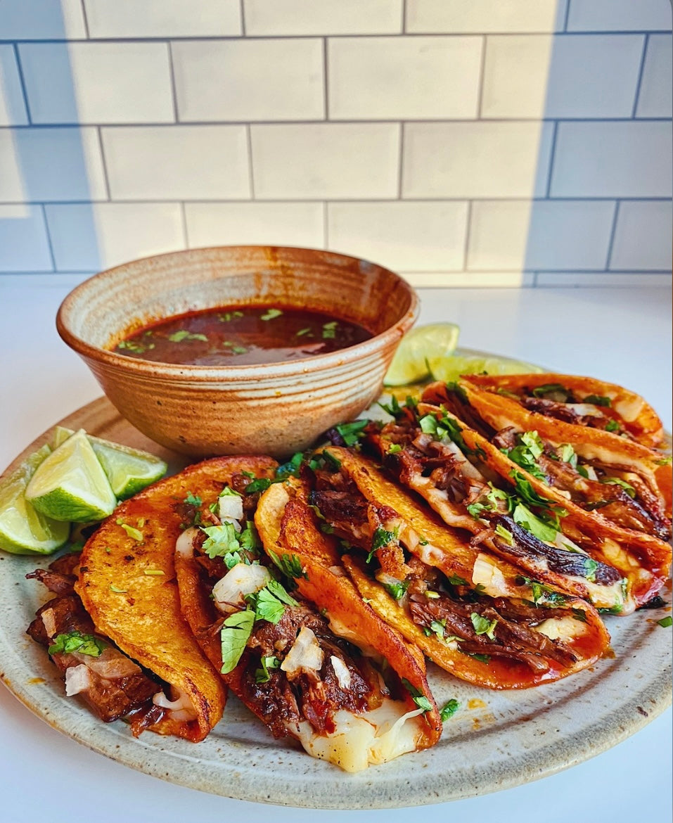 Delicious Crispy Birria Tacos made with Instant Birria Seasoning Bombs by The Birria Queen